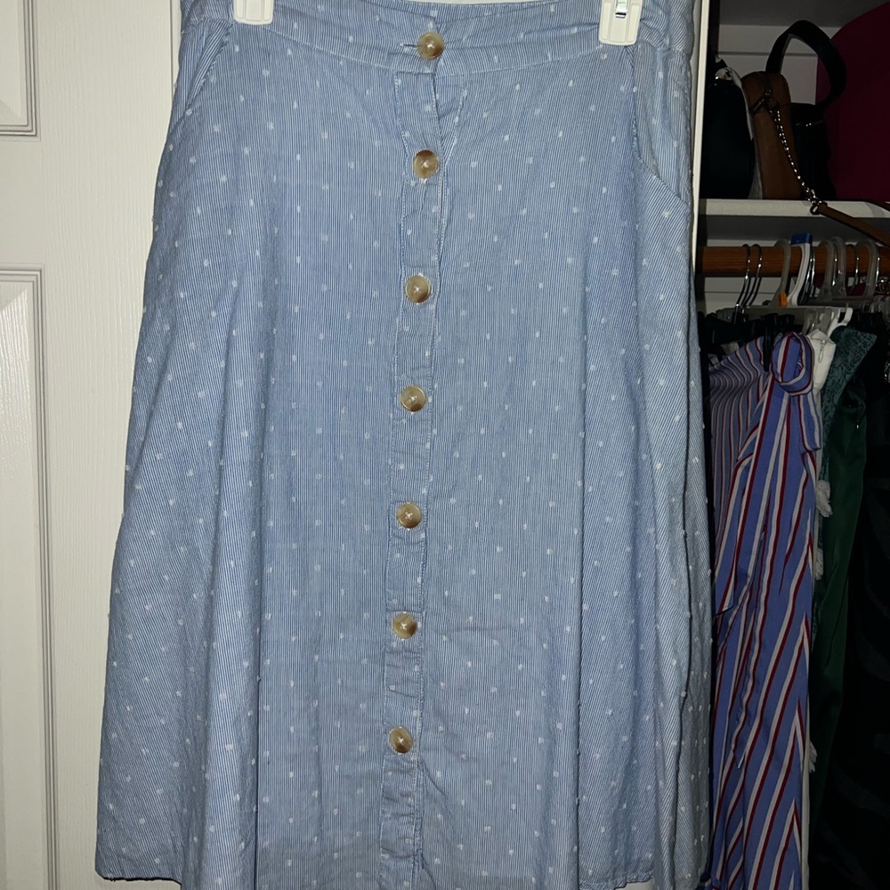 Miami Light Blue Button-Down Midi Skirt